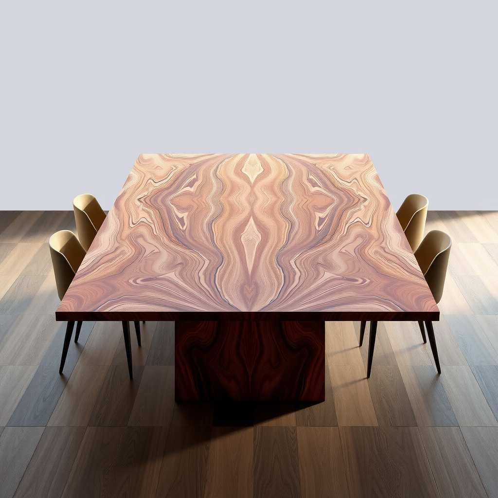 美しい木目とモダンミニマリストデザインの高級ダイニングテーブル