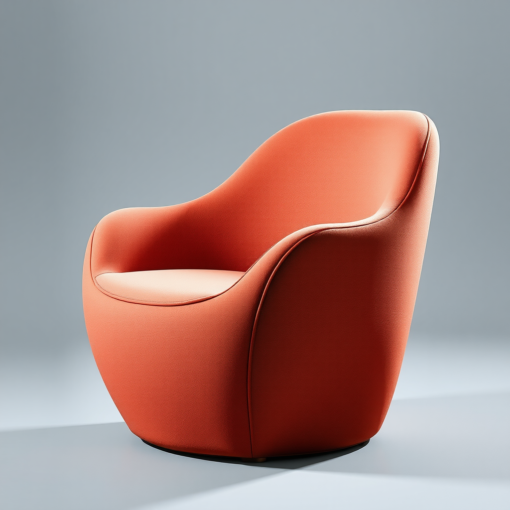 ユニークな彫刻的フォルムとプレミアム張地のコンテンポラリーアクセントチェア